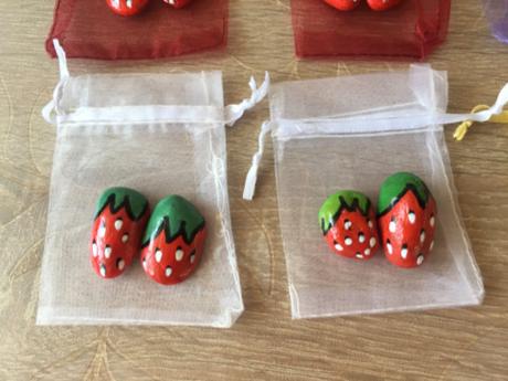 Malované kamínky jahůdky + sáček,