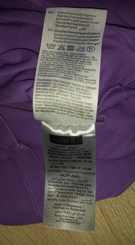 Fialové bavlněné tričko s rolákem vel. 98-104, name it,98