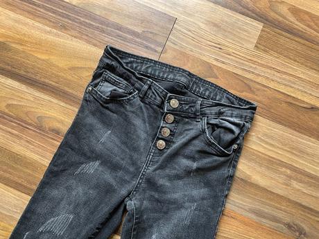 Děrované džíny na knoflíky, vel, neuvedena cca xs,, xs