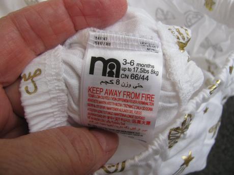 Krásná bavlněná kojenecká souprava se zlatým potis, mothercare,68