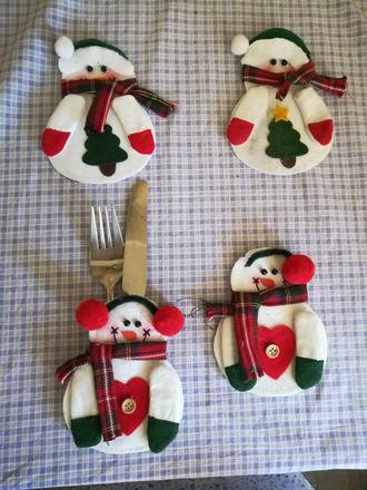 Vánoční dekorace - sněhuláci na příbory, 