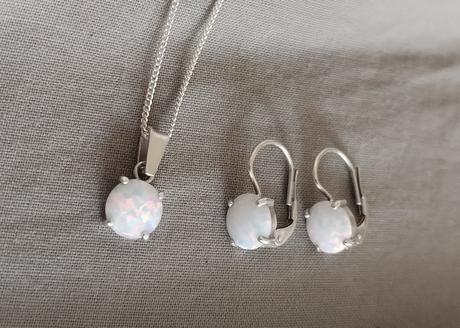 Luxusní stříbrná sada s opálem, 