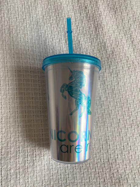 Šroubovací kelímek s brčkem 400 ml jednorožec, 