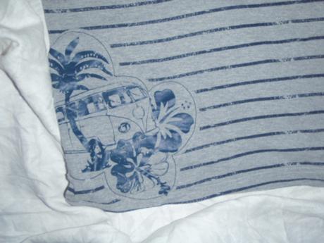 Super pruhované tričko s límečkem a autobusem, 140