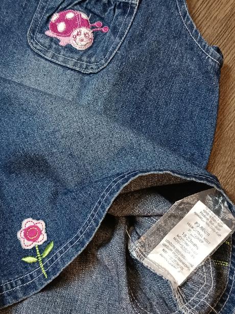 2x dívčí džínové sukně s laclem,vel.80/86 a 104, 80