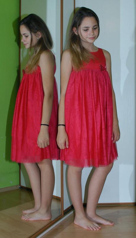 Malinově růžové tylové společenské šaty, vertbaudet,152