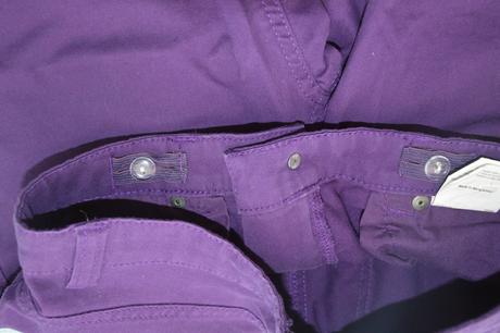 152 kalhoty slabší džíny fialové, regulace v pase, 152
