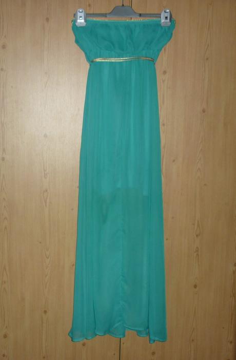 Zelené dlouhé šaty se zlatým páskem made in italy, s