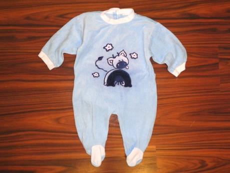 Krásný sametový modrý overal s kravičkou, adams,68