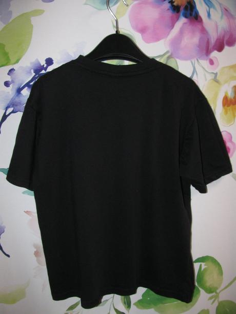 Černé pružné bavlněné tričko s potiskem, 152