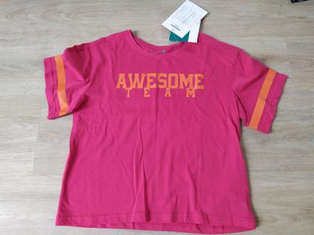 Růžové tričko s cedulkou vel.158/164, 158