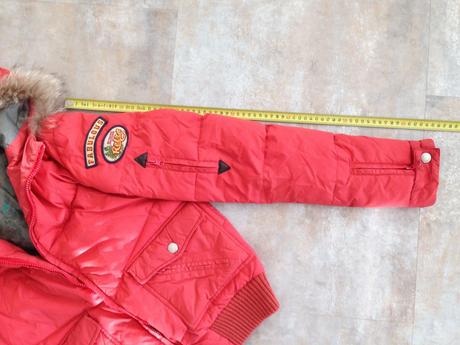 Oranžová zimní péřovová bunda kapuce vel.s-m 36-38, m