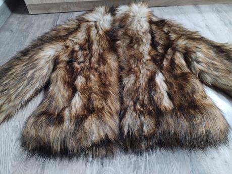 Chlupatá kožíšková bunda h&m vel xs/s, h&m,xs