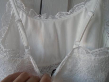 Bílé tričko triko tílko crop top krajkový, new yorker,s