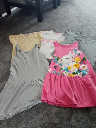 3ks trička 2ks šaty 110-116, h&m,110