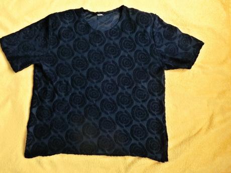 Tmavě modré tričko top halenka poloprůhledná, xl