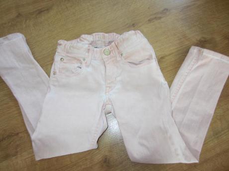 Lososové skinny, slimky, džíny, rifle, h&m,110