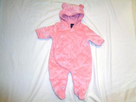 Luxusní růžový zateplený prošívaný zimní overal, gap,62