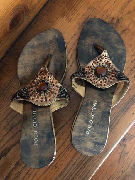 Zlate zabky flip flop, 37