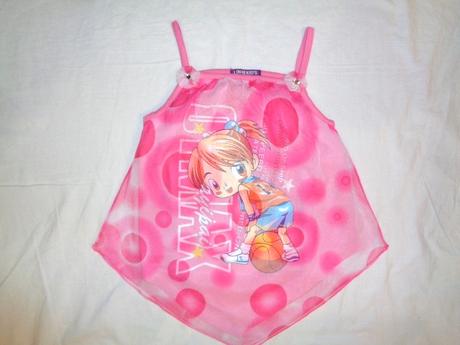 Luxusní růžový top s holčičkou, 140