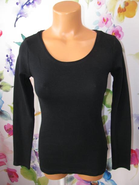 Dámské černé pružné bavlněné tričko h&m, h&m,m