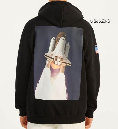 Černá mikina nasa bershka vel. xl, bershka,xl