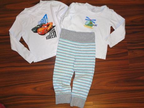 Duo triček + pruhované kalhoty, 86–98