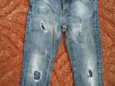 Modré kalhoty 3/4 kraťasy džíny rifle sqin, h&m,104