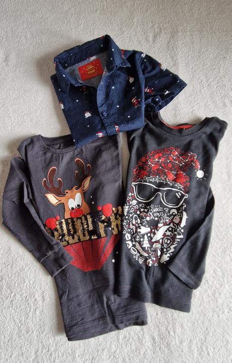 Set vánočních triček next a george a košile primar, 122