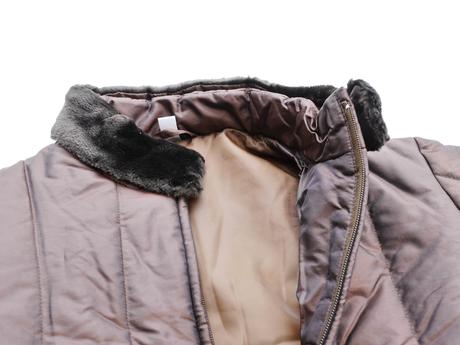 Cokoladove hneda bunda s koziskem u krku, 34