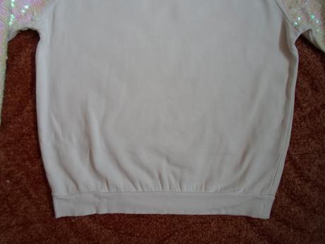 Bílá mikina mikinka s flitry, h&m,146