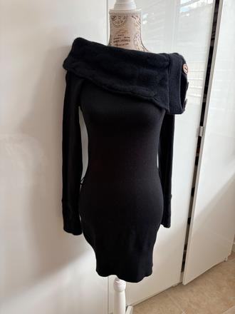 Černé dlouhé pletené šaty ve velikosti xs z orsay, orsay,xs