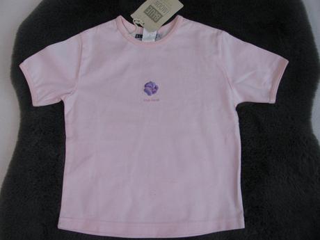 Růžové bavlněné tričko s kytičkou, 116