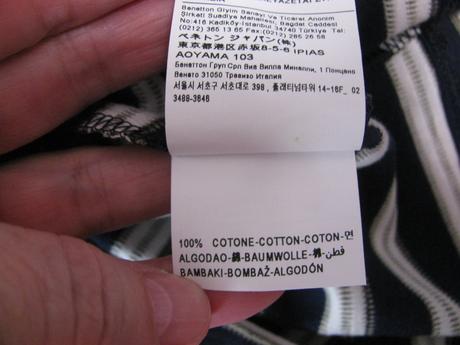 Pružné pruhované bavlněné tričko benetton, benetton,140