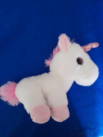 Bílorůžový koník, kůň jednorožec plyšový větší,