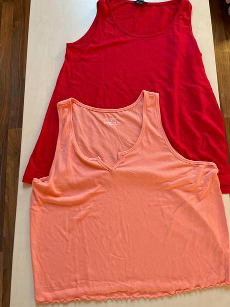 Červené tílko a růžové zdarma, vel xl 46/48, prim, xxxl