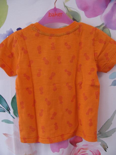 Krásné oranžové tričko s potiskem ananasů a nápis, st. bernard,86