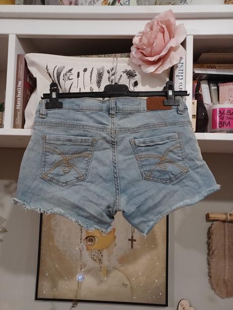 Džínové kraťasy s flitry - džínové šortky s flitry, kik,176