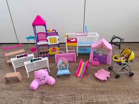 Hračky, hřiště pro barbie miminka, děti mattel, 