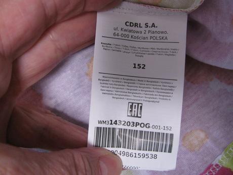 Crop top barevné bavlněné tričko, 152