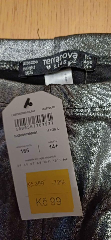 Metalické stříbrné legíny, nové, vel 165, terranova,164