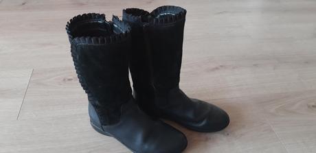Černé kožené kozačky clarks vel. 34, clarks,34