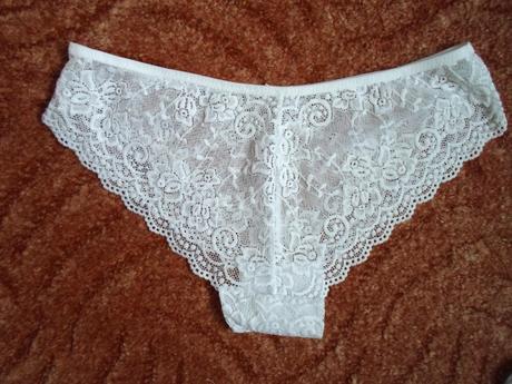 Bílé krajkové kalhotky brazilky, xl