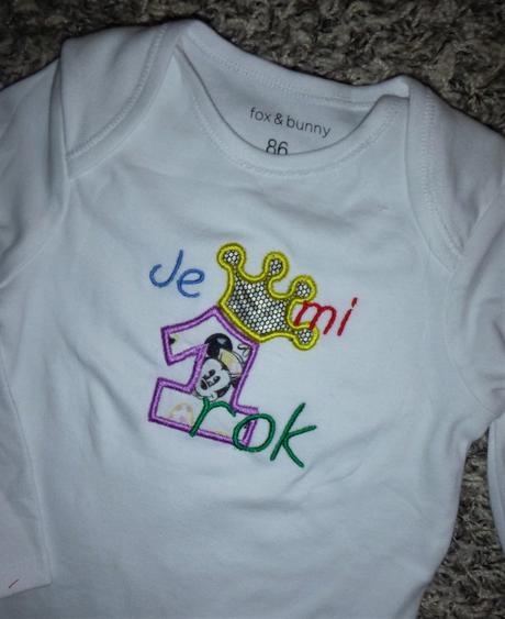 Originální  unisex body 1.narozeniny - vel.86, 80 / 86