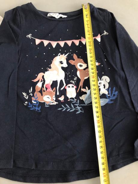 2trika zajíček jednorožec kouzel les 116cm 4-6let, h&m,110