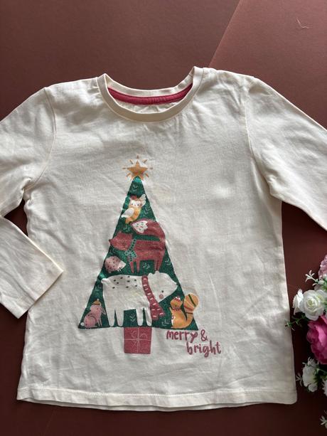 Triko smetanové barvy vánoční - v.5/6 let, nutmeg,122