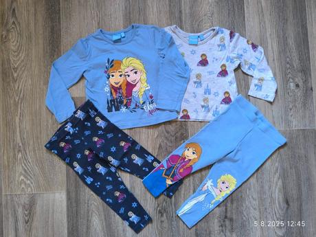 Dívčí 2x triko + 2x legíny 18-24m, vel. 86-92 elsa, disney,86