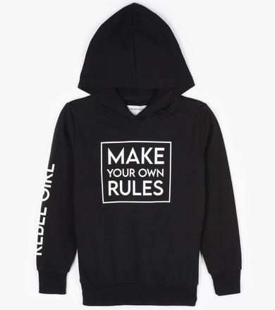 Dívčí mikina s kapucí černá / bílý potisk vel. 128, 128