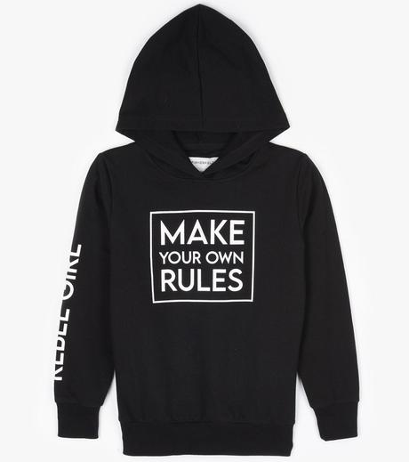 Dívčí mikina s kapucí černá / bílý potisk vel. 128, 128