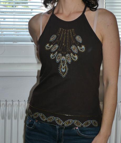 Zdobeny hnedy top znacky jürgen michaelsen, 34